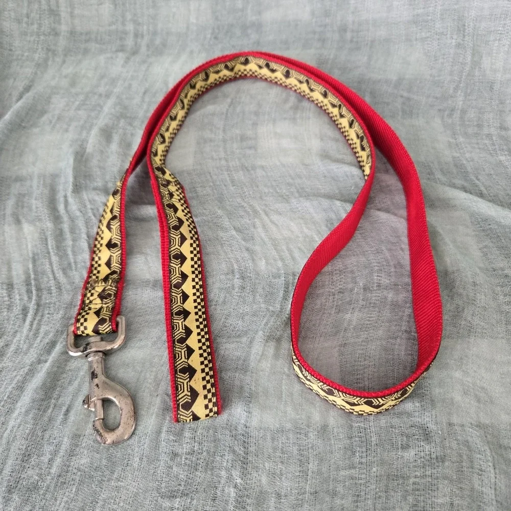 Artsy Unbranded Dog Animal Leash Colorful Geometric Design Red Yellow Black 58